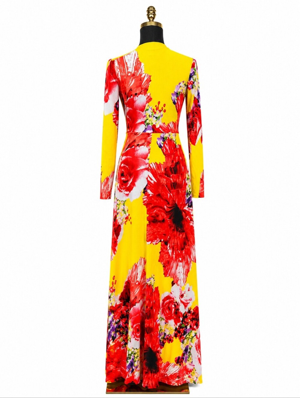 DUCCI Floral Tie Front Wrap Maxi Dress Long Sleeve Cutout Stretch Size M - Picture 8 of 10
